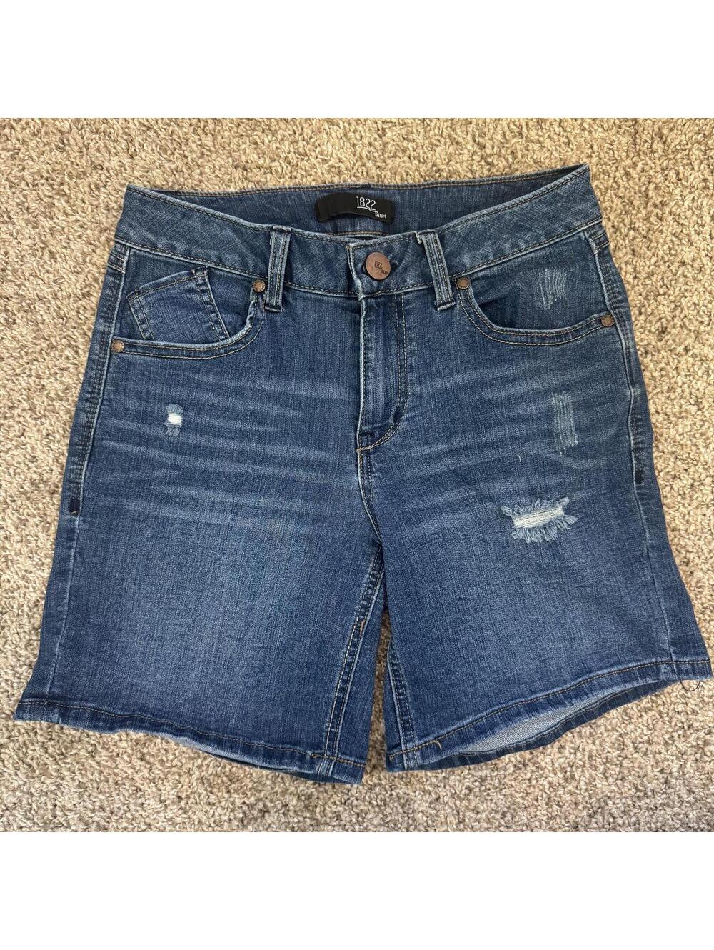 1822 Denim Women's Distressed Blue Denim Shorts Size 4